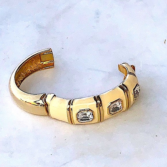 KENNETH JAY LANE BRACELET BANGLE CLAMPER CRYSTAL VINTAGE - Picture 9 of 12